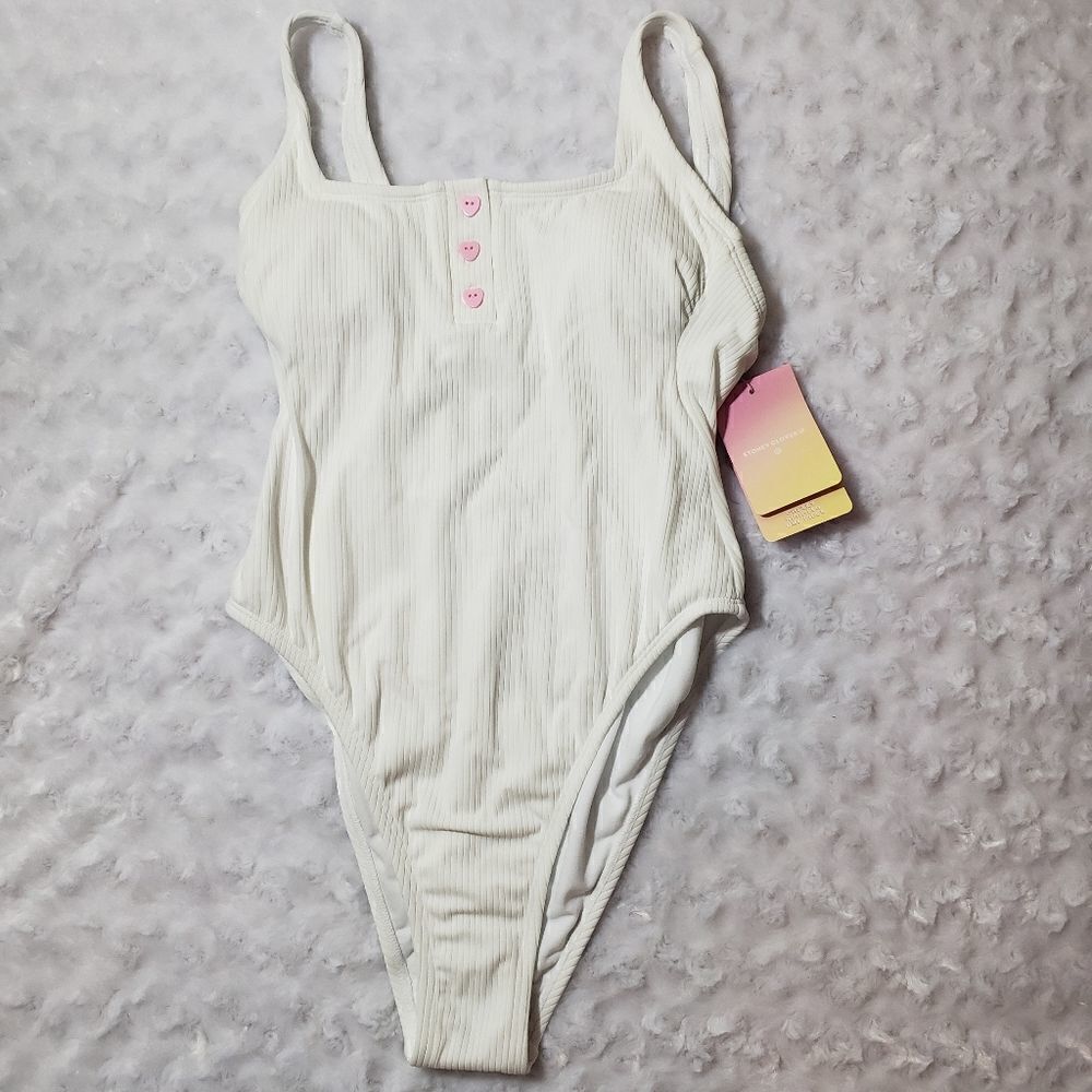 Stoney Clover Lane x Target small pink and white one piece swimsuit